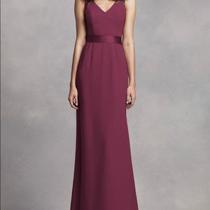 Vera Wang White Bridesmaid Dress F18095 Size 6 in Wine color